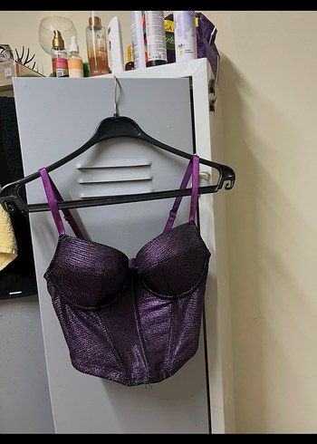 Mor Strappy Gotik Büstiyer - Görsel 2