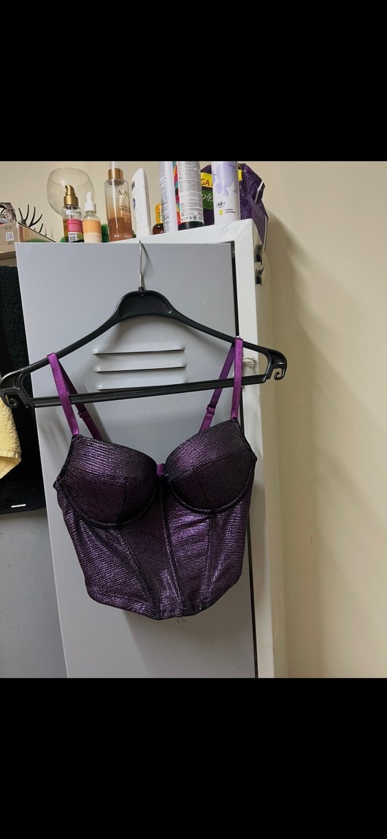 Mor Strappy Gotik Büstiyer - Görsel 2