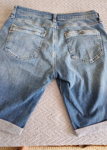 42 Beden Kadın Mavi Bol Kesim Kısa Denim Şort