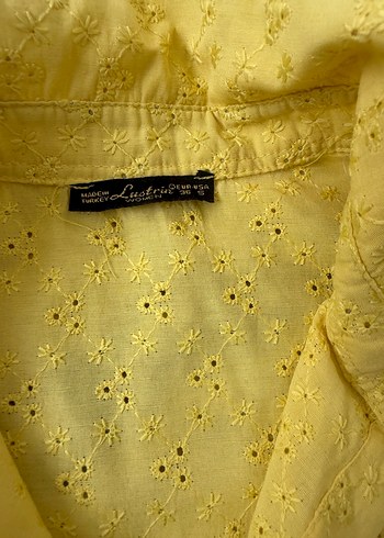 Sarı Kısa Kollu Düğmeli Kadın Gömlek - Görsel 3