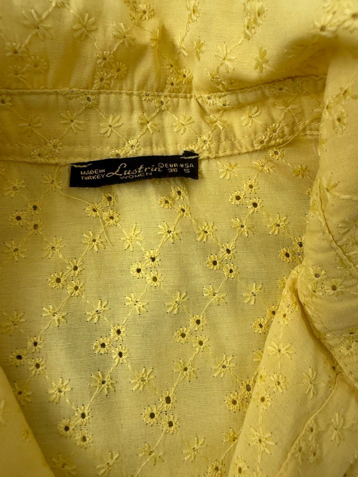 Sarı Kısa Kollu Düğmeli Kadın Gömlek - Görsel 3