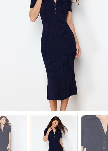 Kadın Lacivert Uzun Triko Elbise - Görsel 6