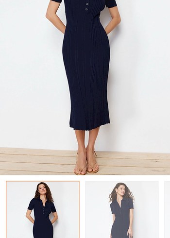 Kadın Lacivert Uzun Triko Elbise - Görsel 2