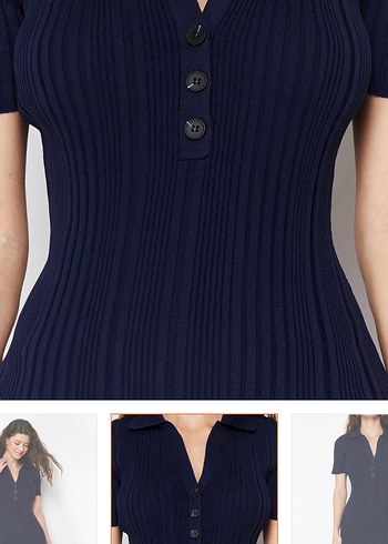 Kadın Lacivert Uzun Triko Elbise - Görsel 7