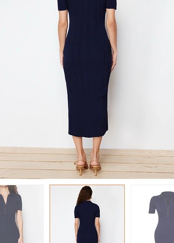 Kadın Lacivert Uzun Triko Elbise - Görsel 4