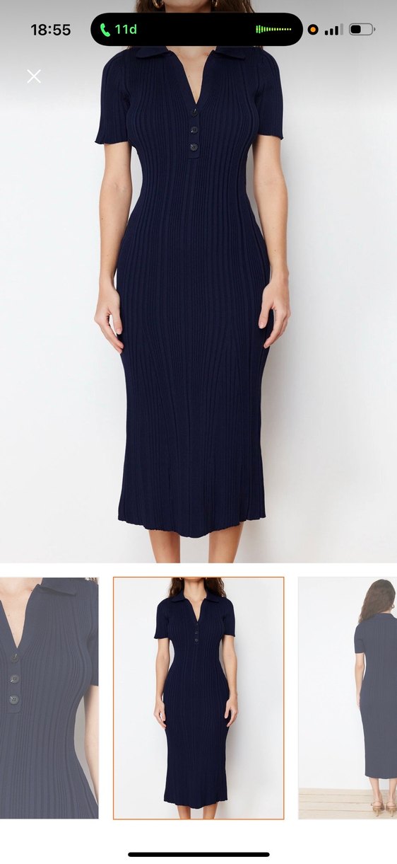 Kadın Lacivert Uzun Triko Elbise - Görsel 3