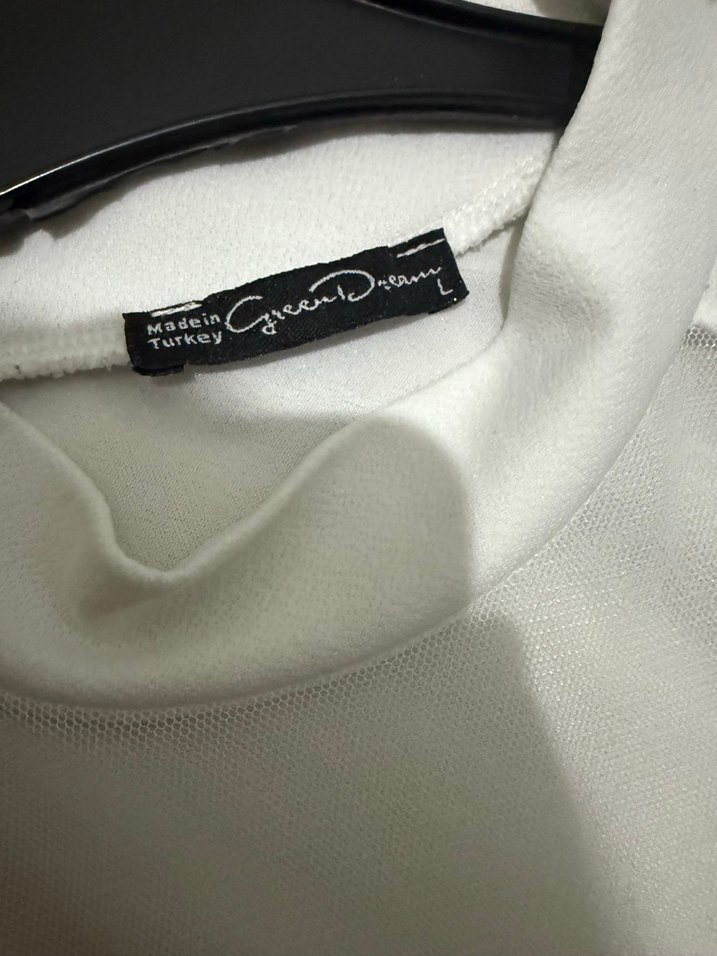 Beyaz, Uzun Kollu, Kısa Belden Bağlamalı Bluz - Görsel 4