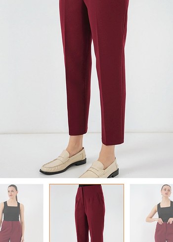 Bordo Kadın Kumaş Pantolon - Görsel 2