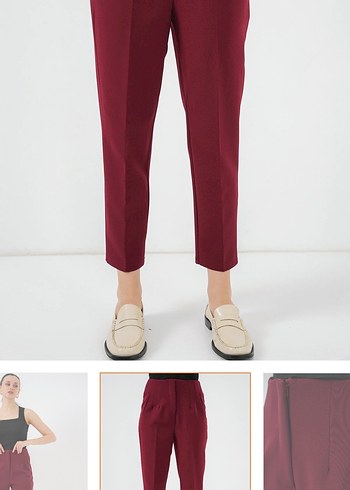 Bordo Kadın Kumaş Pantolon - Görsel 5