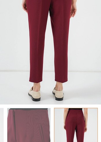 Bordo Kadın Kumaş Pantolon - Görsel 3