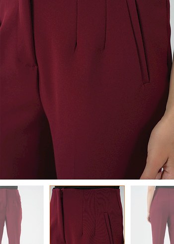 Bordo Kadın Kumaş Pantolon - Görsel 4