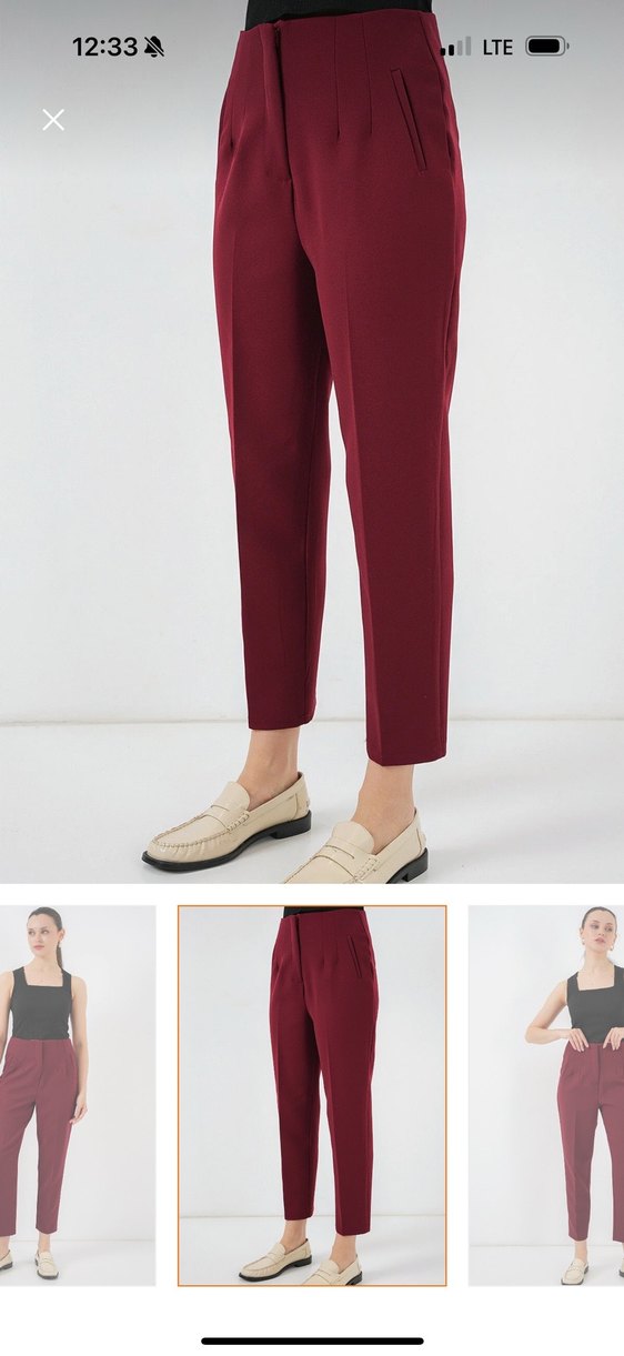 Bordo Kadın Kumaş Pantolon - Görsel 2