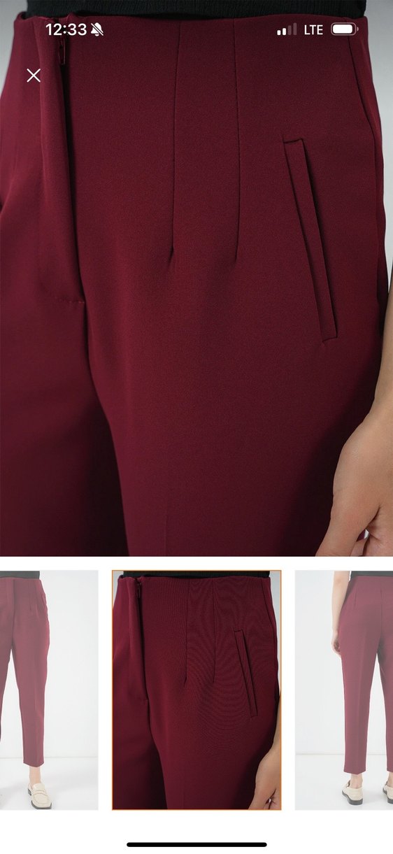 Bordo Kadın Kumaş Pantolon - Görsel 4