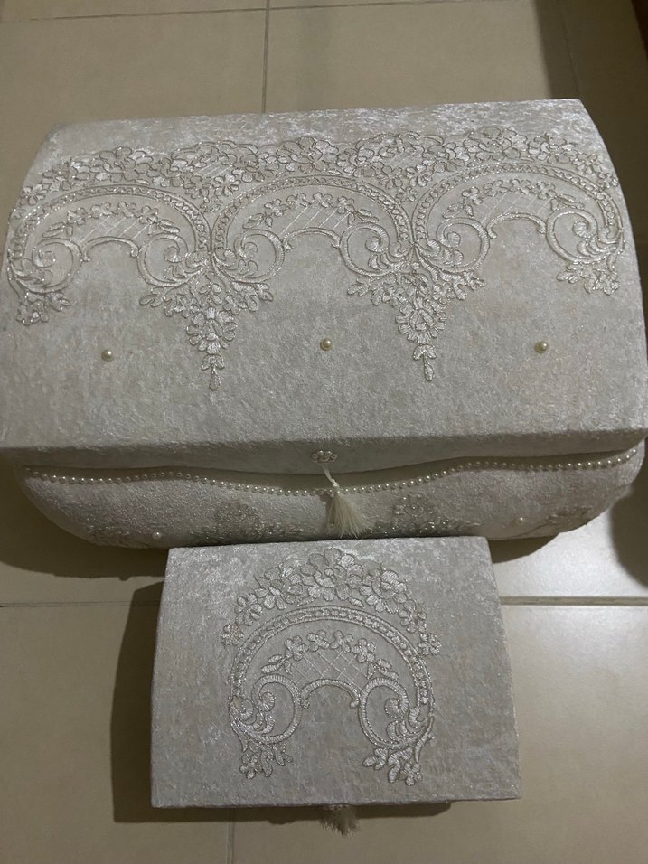 İnci Detaylı Beyaz Vintage Düğün Aksesuarları - Görsel 4