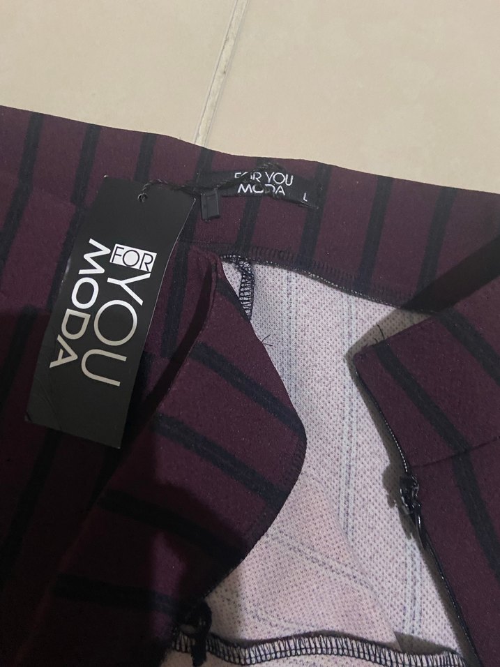 Bordo Pilili Uzun Kadın Ofis Kabanı - Görsel 5