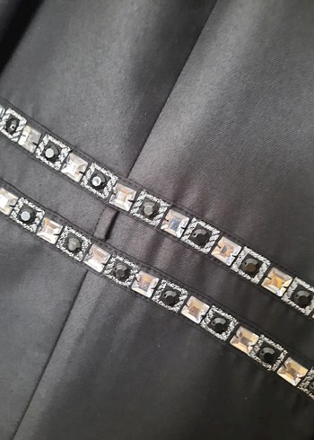 44 Beden siyah Renk boncuk işlemeli Siyah Kadın uzun ceket ve pantalon