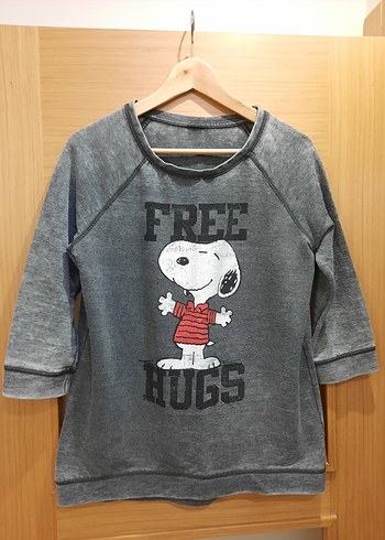 l Beden Gri Denim snoopy Baskılı sweat