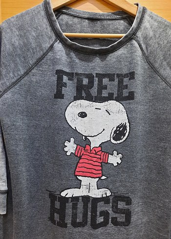 l Beden gri Renk Gri Denim snoopy Baskılı sweat