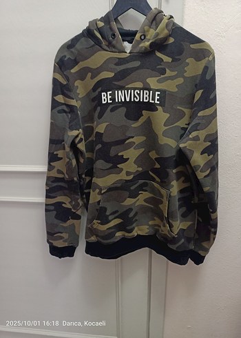 Kahverengi Kamuflaj Kapüşonlu erkek Sweatshirt
