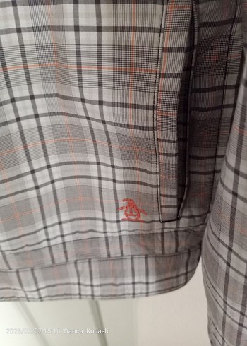 Düğmeli Gri  ekoseli çift taraflı Erkek Ceket penguin zip - Görsel 5