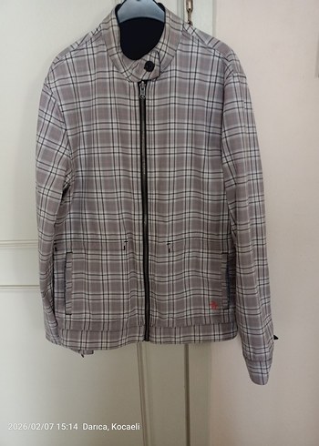 Düğmeli Gri  ekoseli çift taraflı Erkek Ceket penguin zip - Görsel 4