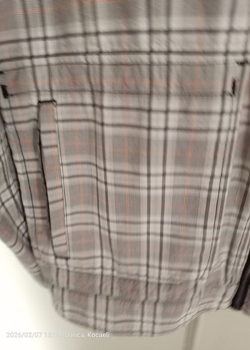 Düğmeli Gri  ekoseli çift taraflı Erkek Ceket penguin zip - Görsel 6