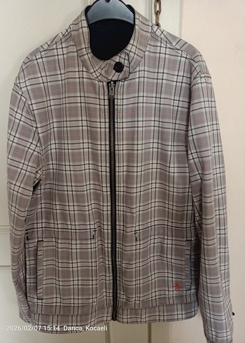 Düğmeli Gri  ekoseli çift taraflı Erkek Ceket penguin zip - Görsel 2