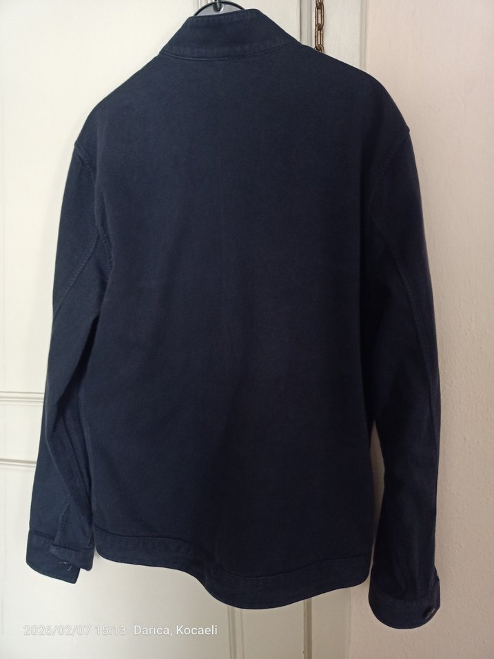 Düğmeli Gri  ekoseli çift taraflı Erkek Ceket penguin zip - Görsel 3