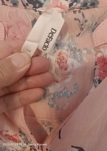 40 Beden pembe Renk Pembe Çiçek Desenli Bohem gömlek