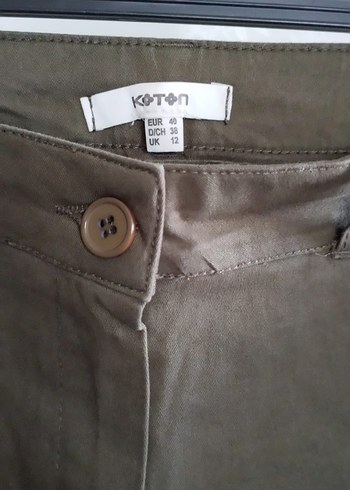 40 Beden Kadın Kemerli Khaki Kumaş Pantolon