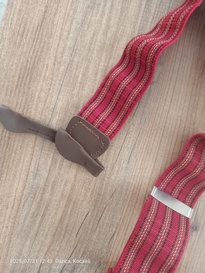 Bordo Çizgili pantolon Askısı - Görsel 2