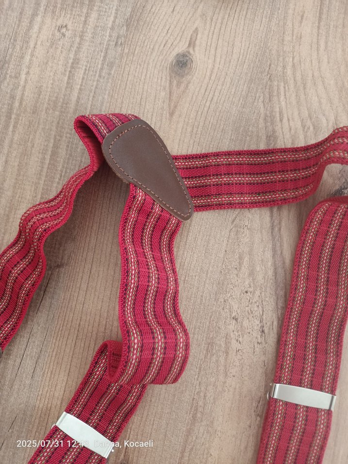 Bordo Çizgili pantolon Askısı - Görsel 3