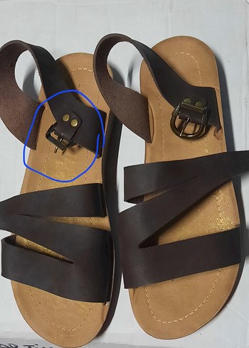 Kemerli Kahverengi Deri Kadın Dolgu Topuklu Sandalet - Görsel 5