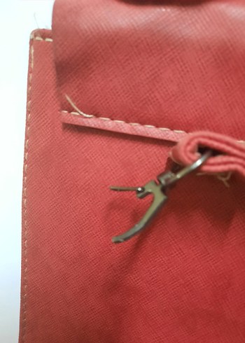 Dantel Detaylı Kırmızı Deri Kadın Çanta - Görsel 3