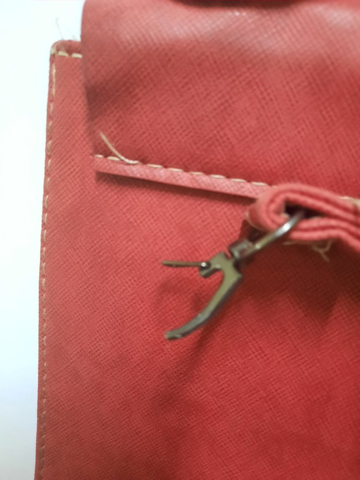 Dantel Detaylı Kırmızı Deri Kadın Çanta - Görsel 3