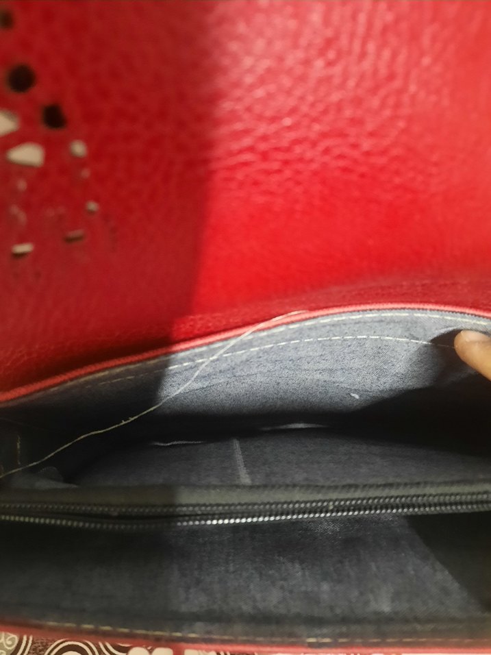 Dantel Detaylı Kırmızı Deri Kadın Çanta - Görsel 4