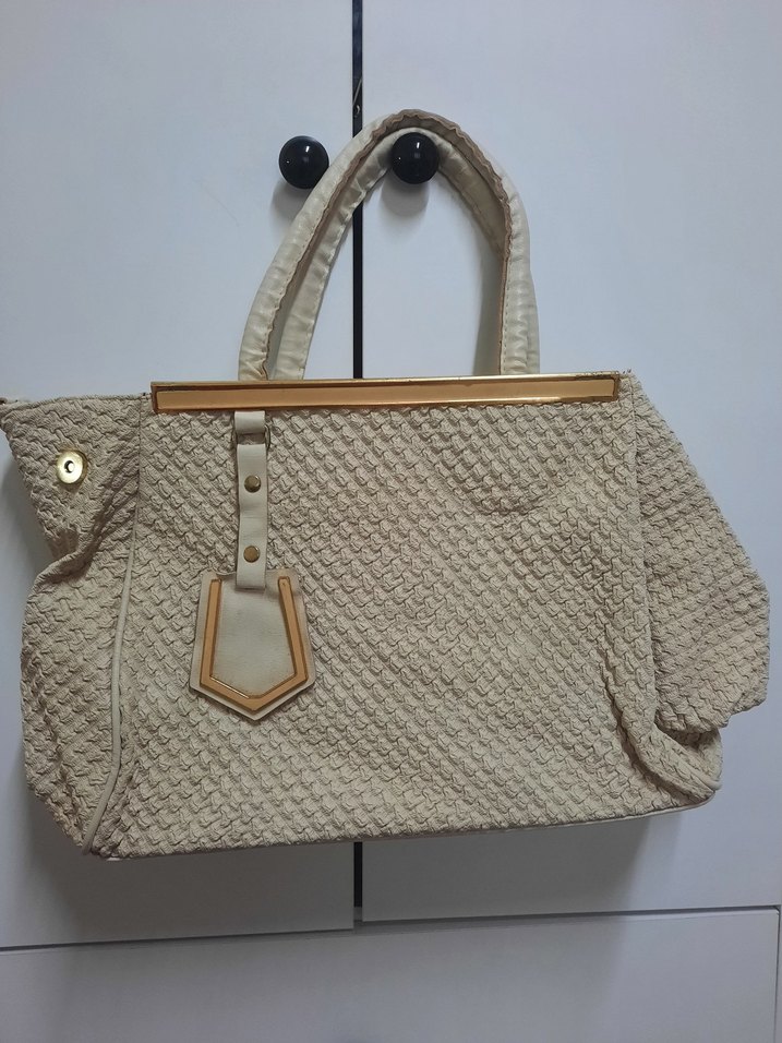 Detaylı Beyaz Deri Kadın Çanta - Görsel 2