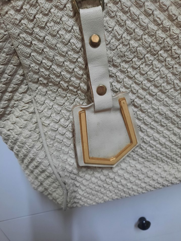 Detaylı Beyaz Deri Kadın Çanta - Görsel 3