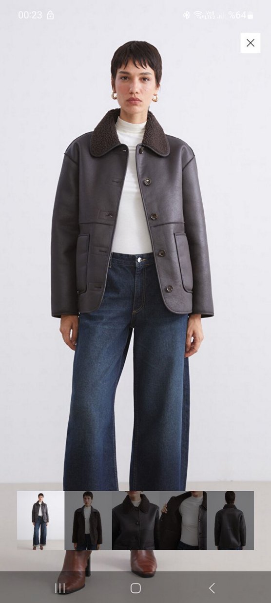 Kahverengi Kürklü çift taraflı Kadın Ceket - Görsel 2