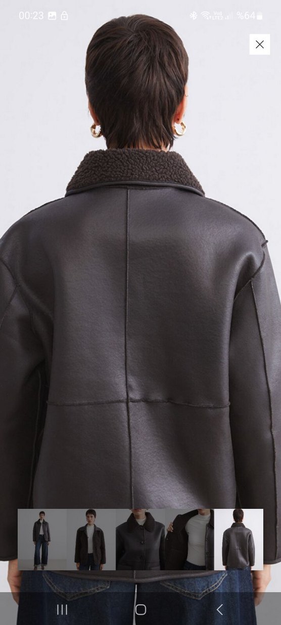 Kahverengi Kürklü çift taraflı Kadın Ceket - Görsel 4