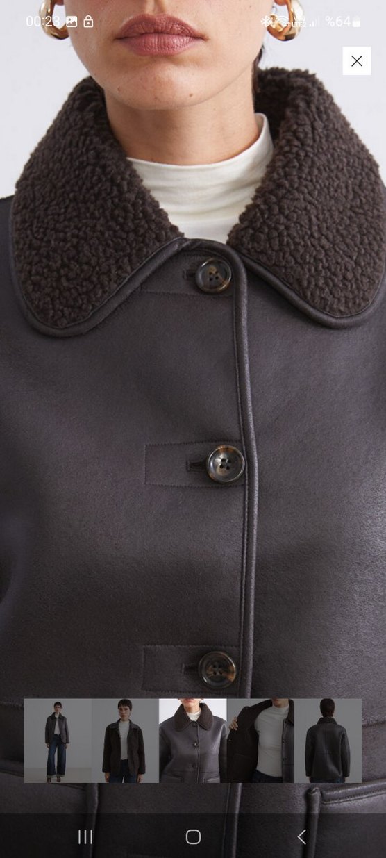 Kahverengi Kürklü çift taraflı Kadın Ceket - Görsel 3