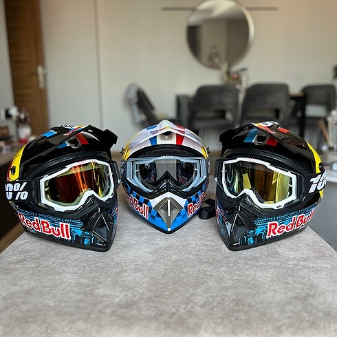 REDBULL CROSS KASK SIFIR + GÖZLÜK L BEDEN