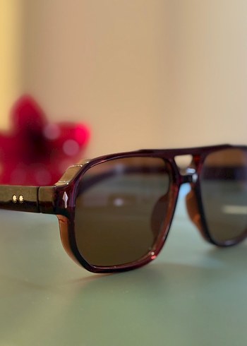 Şeffaf koyu kahve Retro Kadın Güneş Gözlüğü - Görsel 5