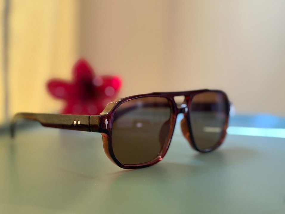 Şeffaf koyu kahve Retro Kadın Güneş Gözlüğü - Görsel 5