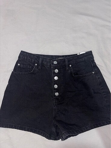 kadın siyah 38 beden yüksek bel denim şort