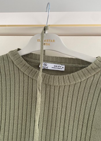 Uzun Kollu Triko Kadın Takım - Haki - Görsel 4