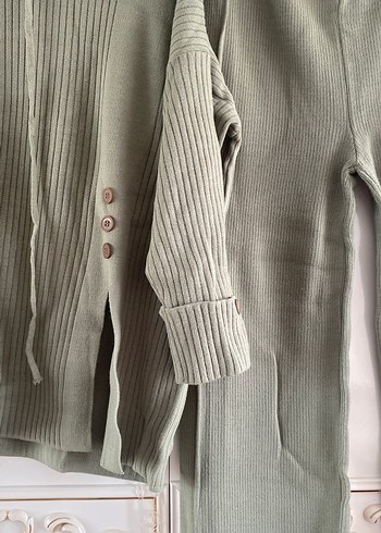 Uzun Kollu Triko Kadın Takım - Haki - Görsel 3