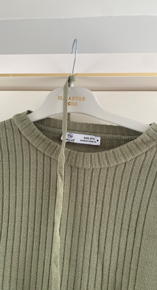 Uzun Kollu Triko Kadın Takım - Haki - Görsel 4