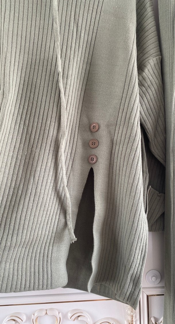 Uzun Kollu Triko Kadın Takım - Haki - Görsel 2