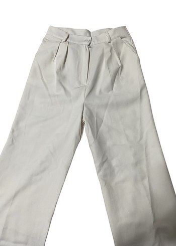 Bej Keten Kumaş Kadın Normal Paça Pantolon